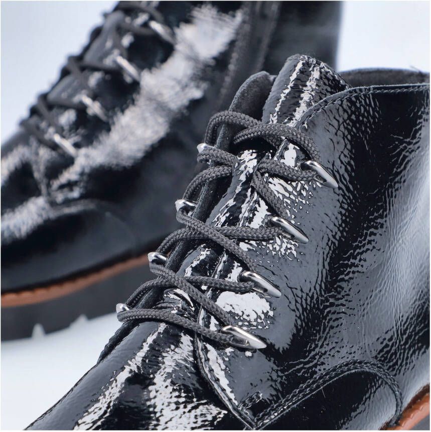 Rieker Plateaulaarsjes veterschoenen enkellaars wedge laarzen met aantrek-lus in glanzend look