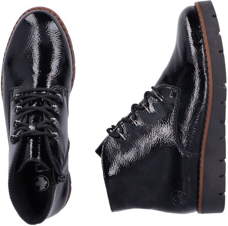 Rieker Plateaulaarsjes veterschoenen enkellaars wedge laarzen met aantrek-lus in glanzend look