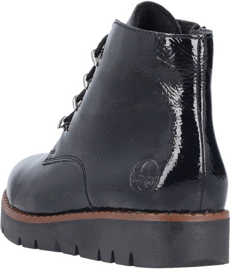 Rieker Plateaulaarsjes veterschoenen enkellaars wedge laarzen met aantrek-lus in glanzend look