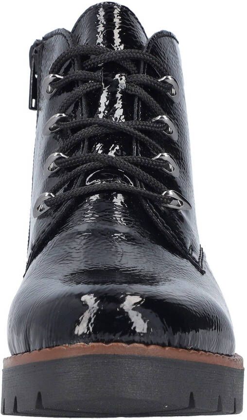Rieker Plateaulaarsjes veterschoenen enkellaars wedge laarzen met aantrek-lus in glanzend look