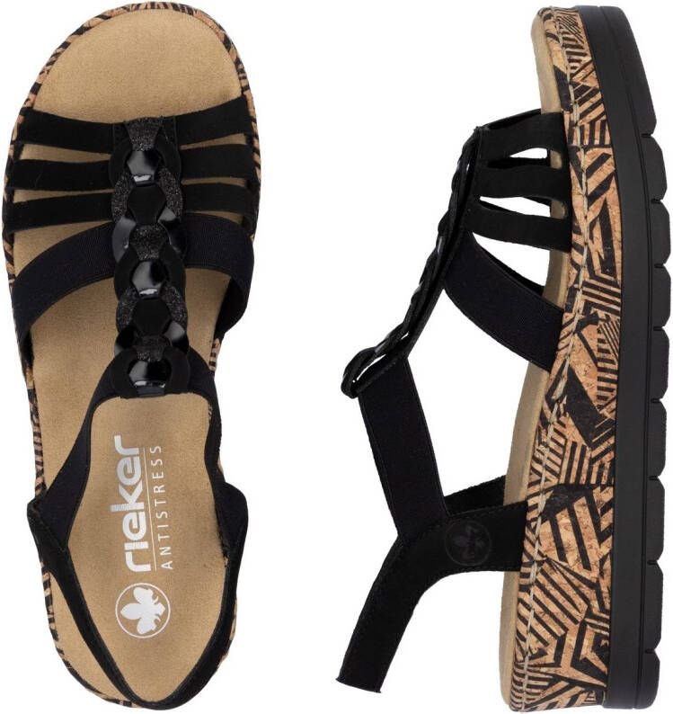 Rieker Plateausandaaltjes Zomerschoen vakantieschoen sandalette met decoratief sieraandeel