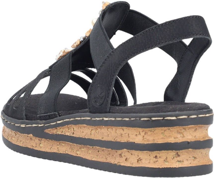 Rieker Plateausandalen zomerschoen sandaal plateauhak met contrastkleurige stiksels