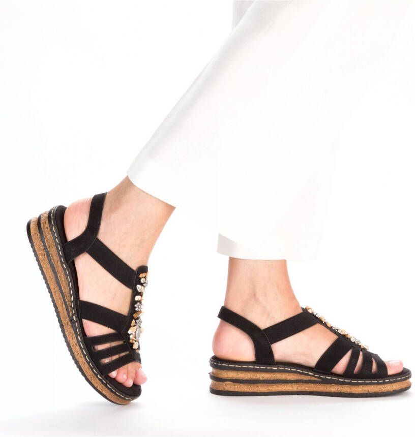 Rieker Plateausandalen zomerschoen sandaal plateauhak met contrastkleurige stiksels