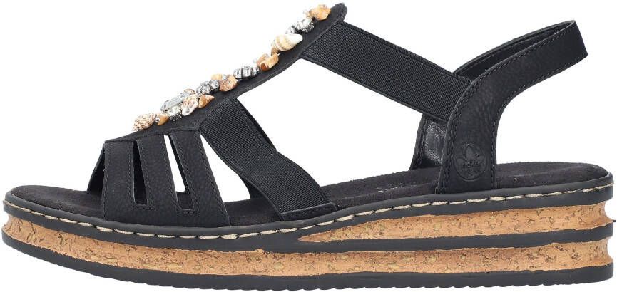 Rieker Plateausandalen zomerschoen sandaal plateauhak met contrastkleurige stiksels