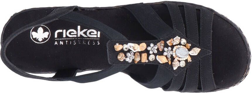 Rieker Plateausandalen zomerschoen sandaal plateauhak met contrastkleurige stiksels