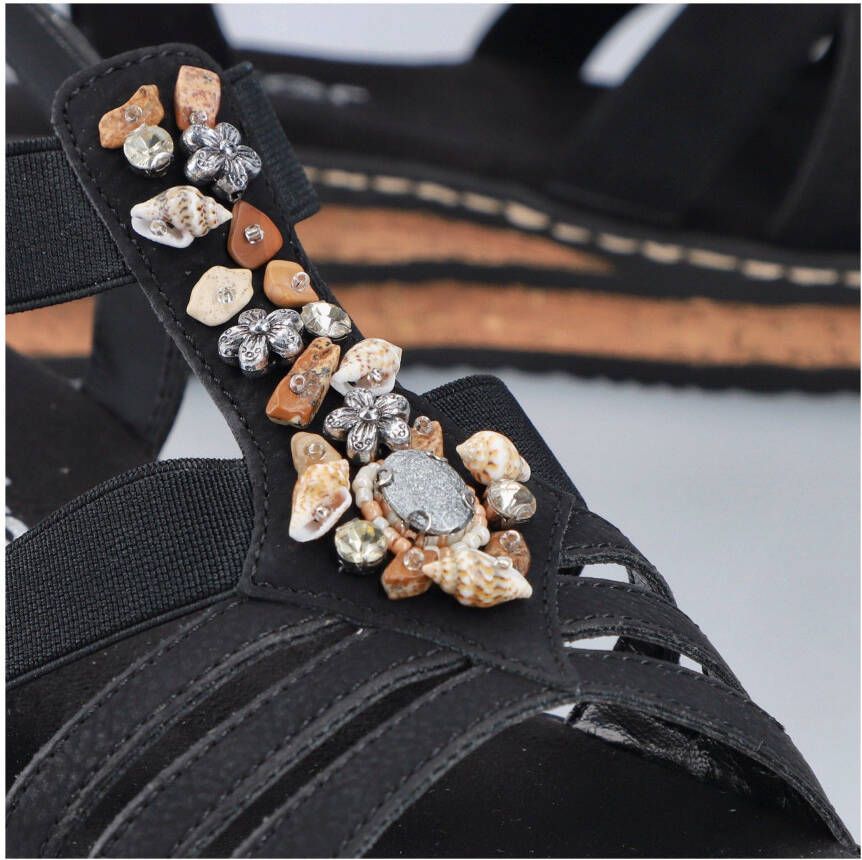 Rieker Plateausandalen zomerschoen sandaal plateauhak met contrastkleurige stiksels