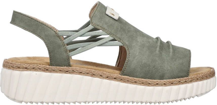 Rieker Plateausandalen wedge sandaal zomerschoen met jute rand aan de loopzool