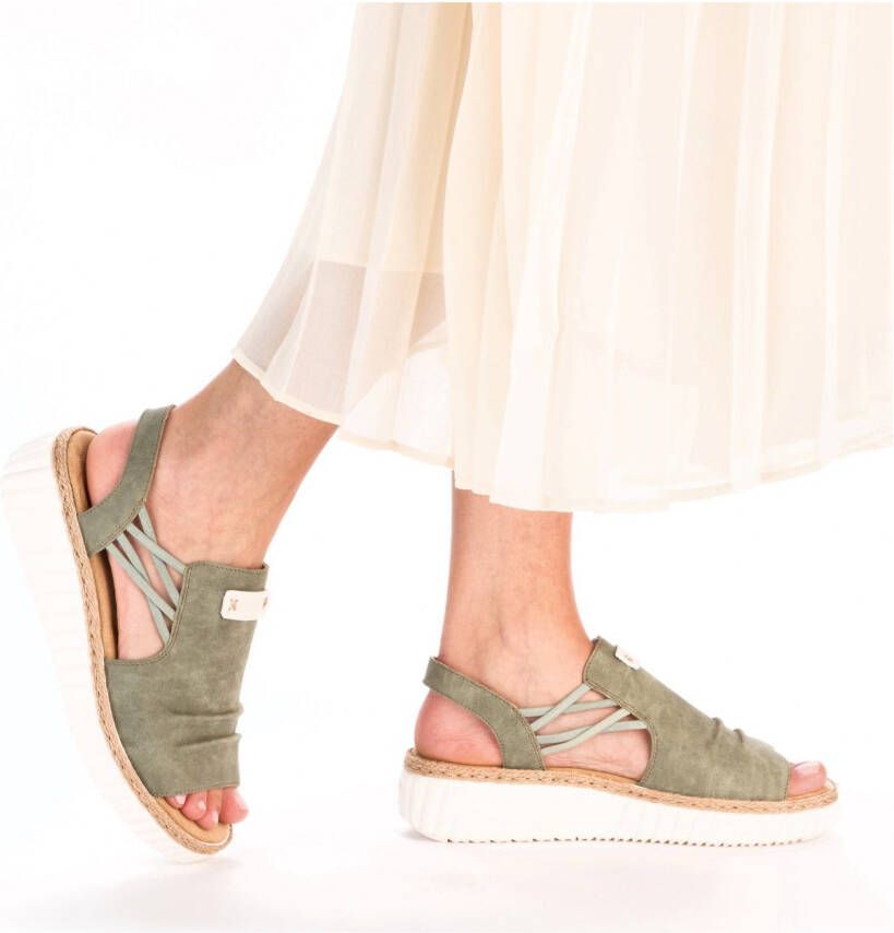 Rieker Plateausandalen wedge sandaal zomerschoen met jute rand aan de loopzool
