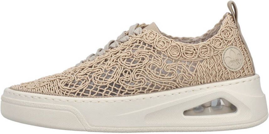 Rieker Plateausneakers veterschoen lage schoen in zomerse macramé-look