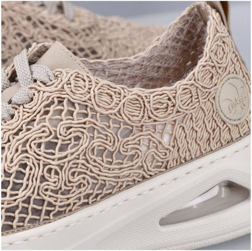 Rieker Plateausneakers veterschoen lage schoen in zomerse macramé-look