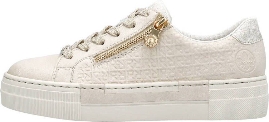Rieker Plateausneakers met gouden rits vrijetijdsschoen lage schoen veterschoen