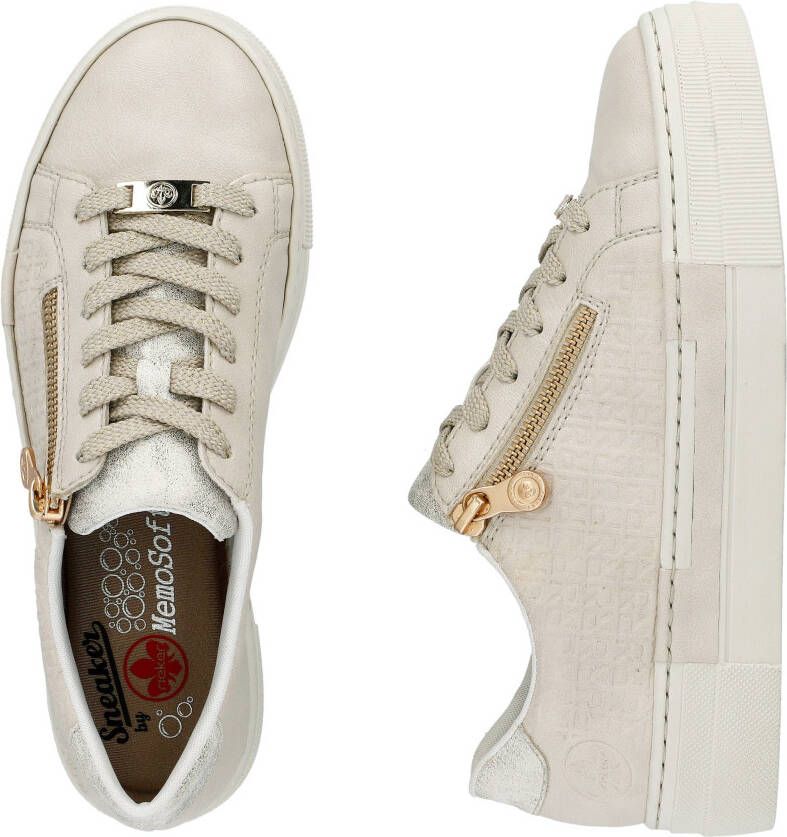 Rieker Plateausneakers met gouden rits vrijetijdsschoen lage schoen veterschoen