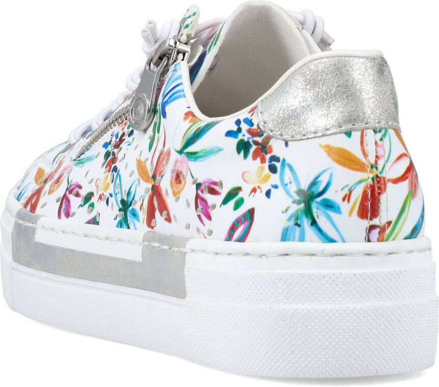 Rieker Plateausneakers met lentebloemenprint vrijetijdsschoen halfhoge schoen veterschoen