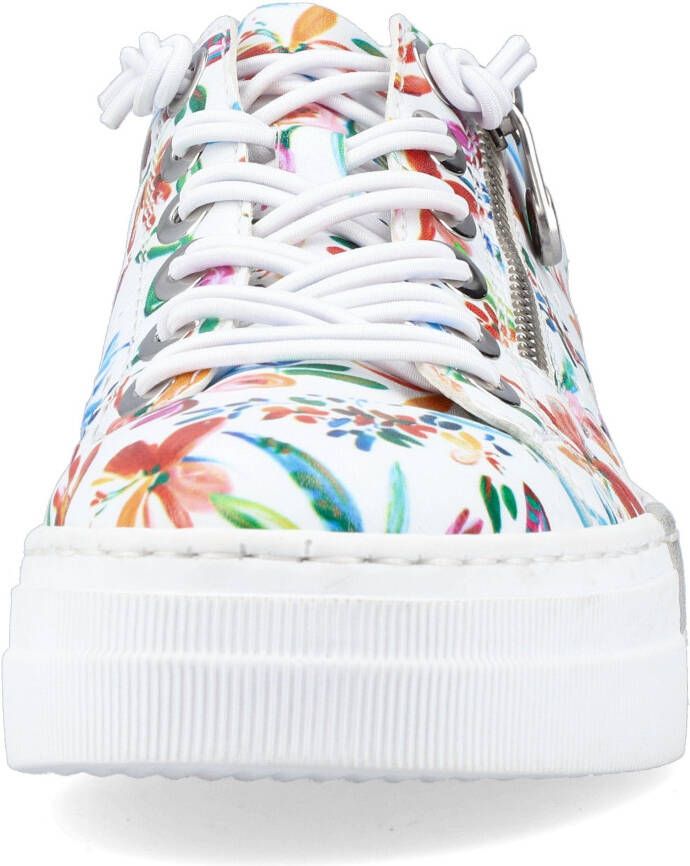Rieker Plateausneakers met lentebloemenprint vrijetijdsschoen halfhoge schoen veterschoen