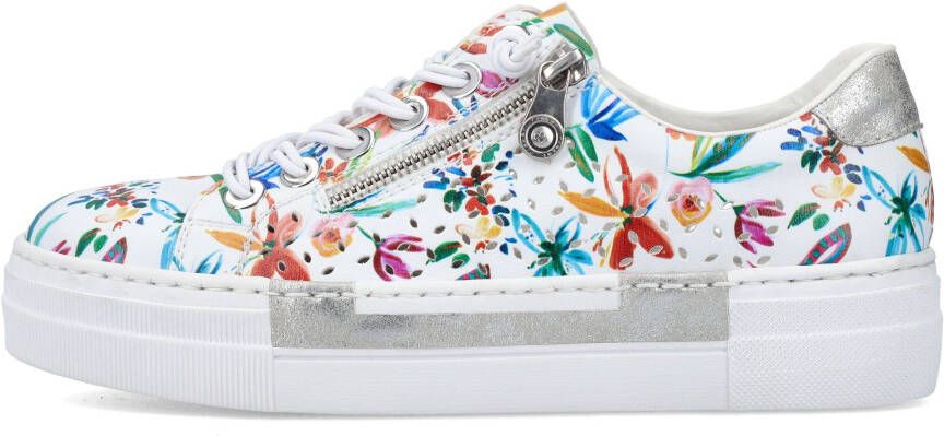 Rieker Plateausneakers met lentebloemenprint vrijetijdsschoen halfhoge schoen veterschoen