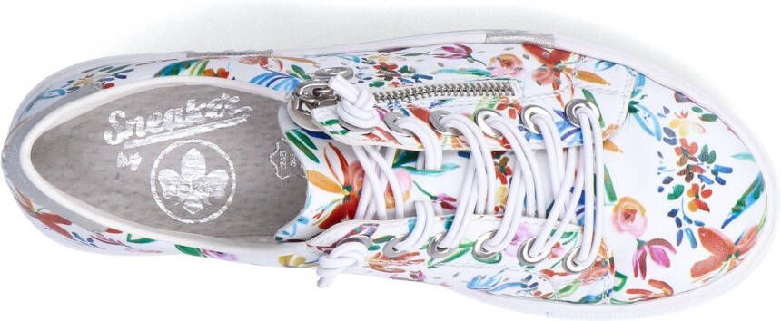 Rieker Plateausneakers met lentebloemenprint vrijetijdsschoen halfhoge schoen veterschoen