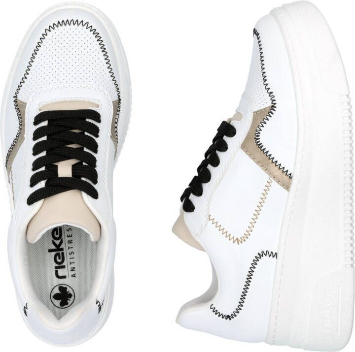 Rieker Plateausneakers sleehak sneaker veterschoen lage schoen met modieuze contrastdetails