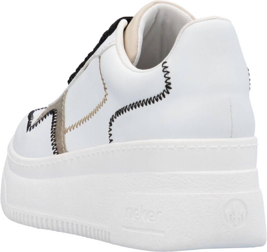 Rieker Plateausneakers sleehak sneaker veterschoen lage schoen met modieuze contrastdetails