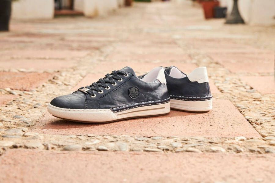 Rieker Plateausneakers veterschoenen lage schoen vrijetijdsschoen met witte randnaad