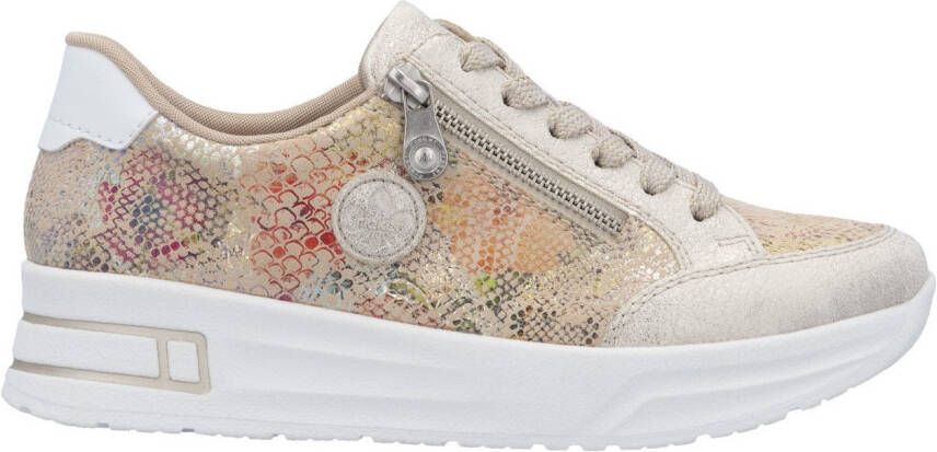 Rieker Plateausneakers vrijetijdsschoen veterschoen lage schoen met subtiele gouden glans