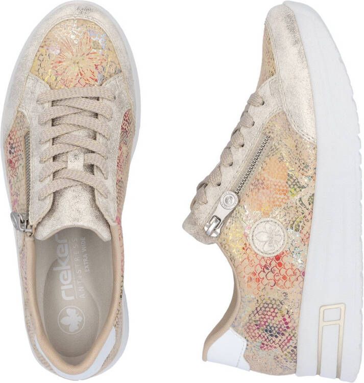 Rieker Plateausneakers vrijetijdsschoen veterschoen lage schoen met subtiele gouden glans