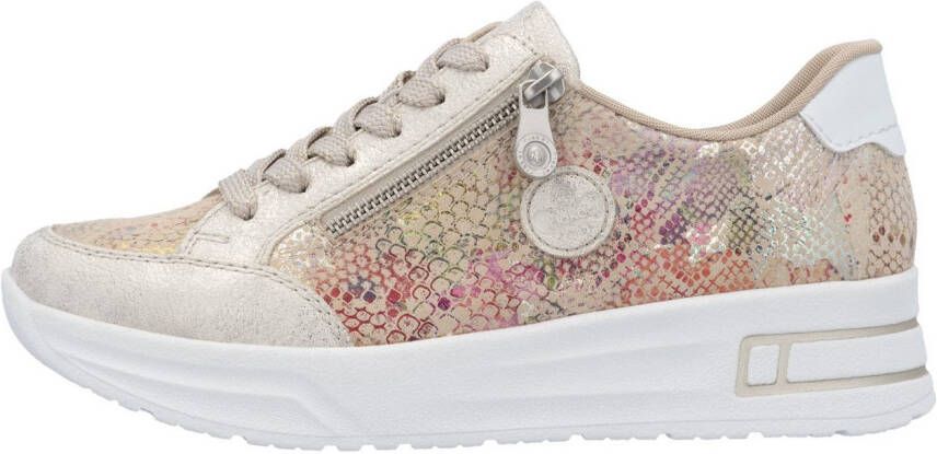 Rieker Plateausneakers vrijetijdsschoen veterschoen lage schoen met subtiele gouden glans