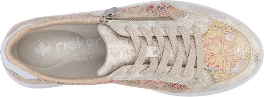 Rieker Plateausneakers vrijetijdsschoen veterschoen lage schoen met subtiele gouden glans