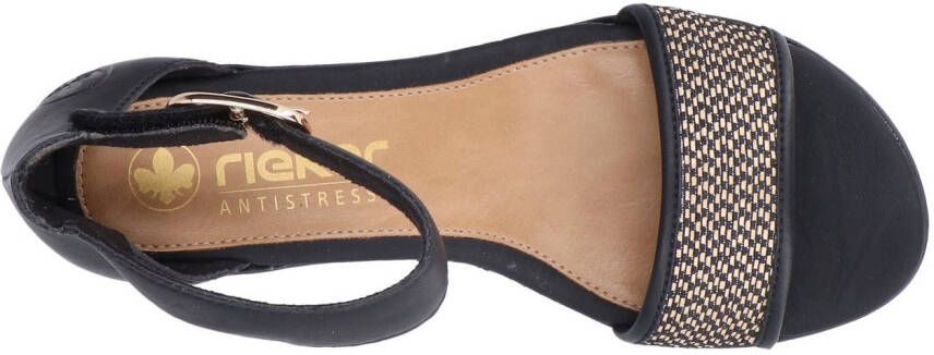 Rieker Sandaaltjes Zomerschoen sandaal blokhak met decoratieve gesp op de klittenbandbandjes