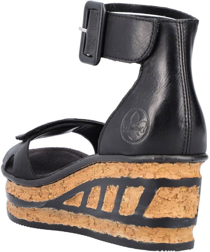 Rieker Sandaaltjes zomerschoen sandaal sleehak met loopzool in kurk-look