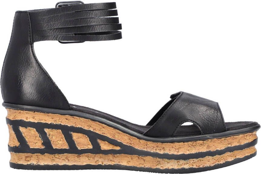 Rieker Sandaaltjes zomerschoen sandaal sleehak met loopzool in kurk-look