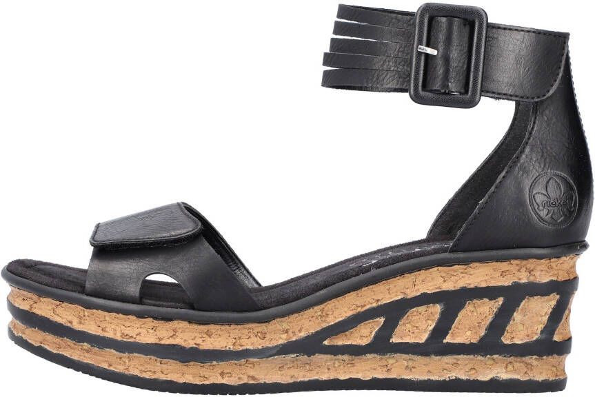 Rieker Sandaaltjes zomerschoen sandaal sleehak met loopzool in kurk-look