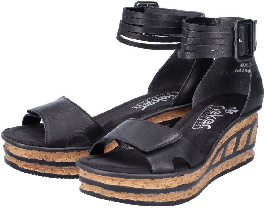 Rieker Sandaaltjes zomerschoen sandaal sleehak met loopzool in kurk-look