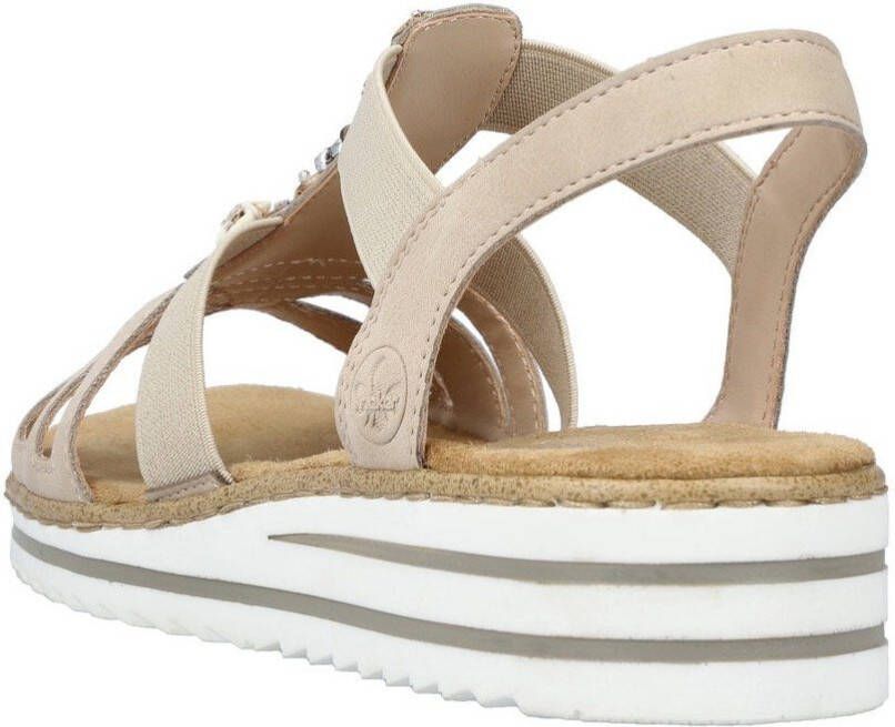 Rieker Sandalen zomerschoen sandaal sleehak met zomerse versiering