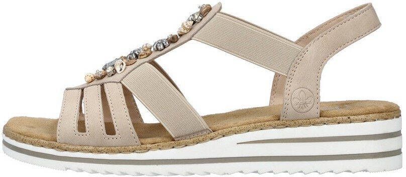 Rieker Sandalen zomerschoen sandaal sleehak met zomerse versiering