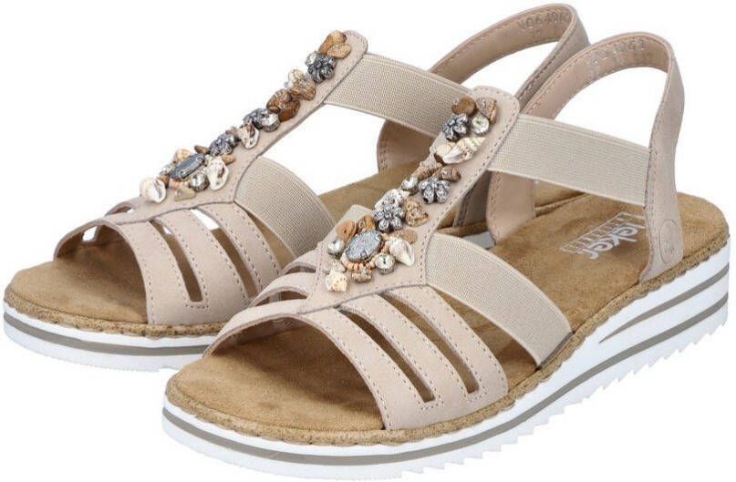 Rieker Sandalen zomerschoen sandaal sleehak met zomerse versiering