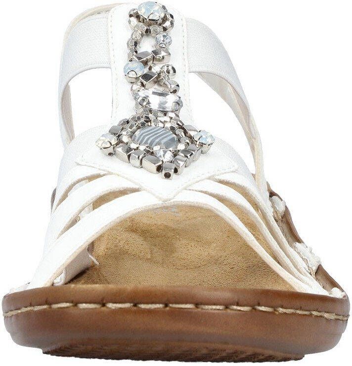 Rieker Sandalen zomerschoen sandaal sleehak met decoratieve steentjes