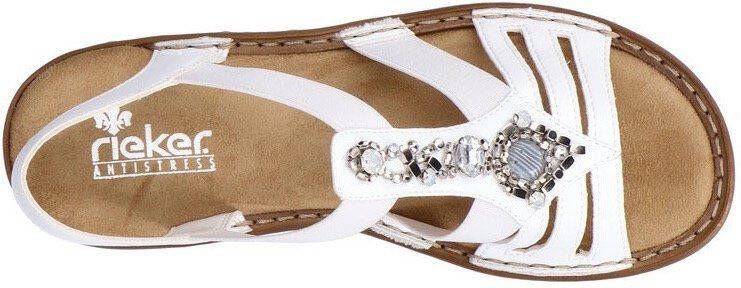 Rieker Sandalen zomerschoen sandaal sleehak met decoratieve steentjes