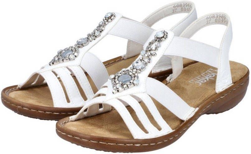 Rieker Sandalen zomerschoen sandaal sleehak met decoratieve steentjes