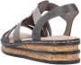 Rieker Sandalen zomerschoen sandaal sleehak met decoratieve steentjes - Thumbnail 3