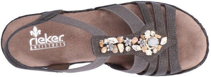 Rieker Sandalen zomerschoen sandaal sleehak met decoratieve steentjes