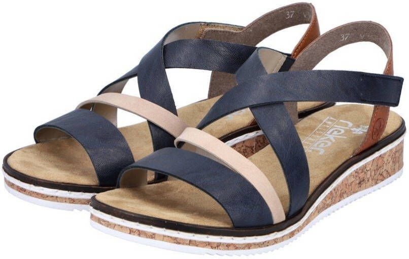 Rieker Sandalen zomerschoen sandaal sleehak met klittenbandjes