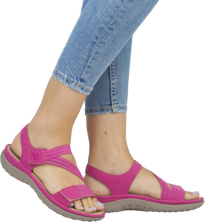 Rieker Sandalen zomerschoen sandaal sleehak met elastieken