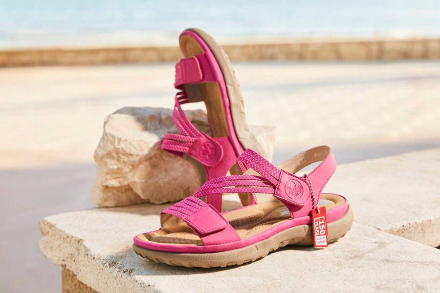 Rieker Sandalen zomerschoen sandaal sleehak met elastieken