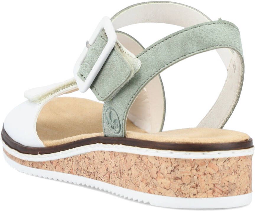 Rieker Sandalen zomerschoen sandaal sleehak met asymmetrische bandjes