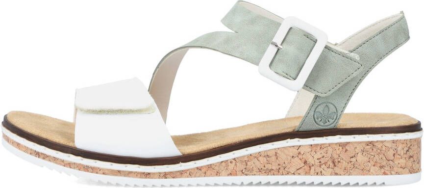 Rieker Sandalen zomerschoen sandaal sleehak met asymmetrische bandjes