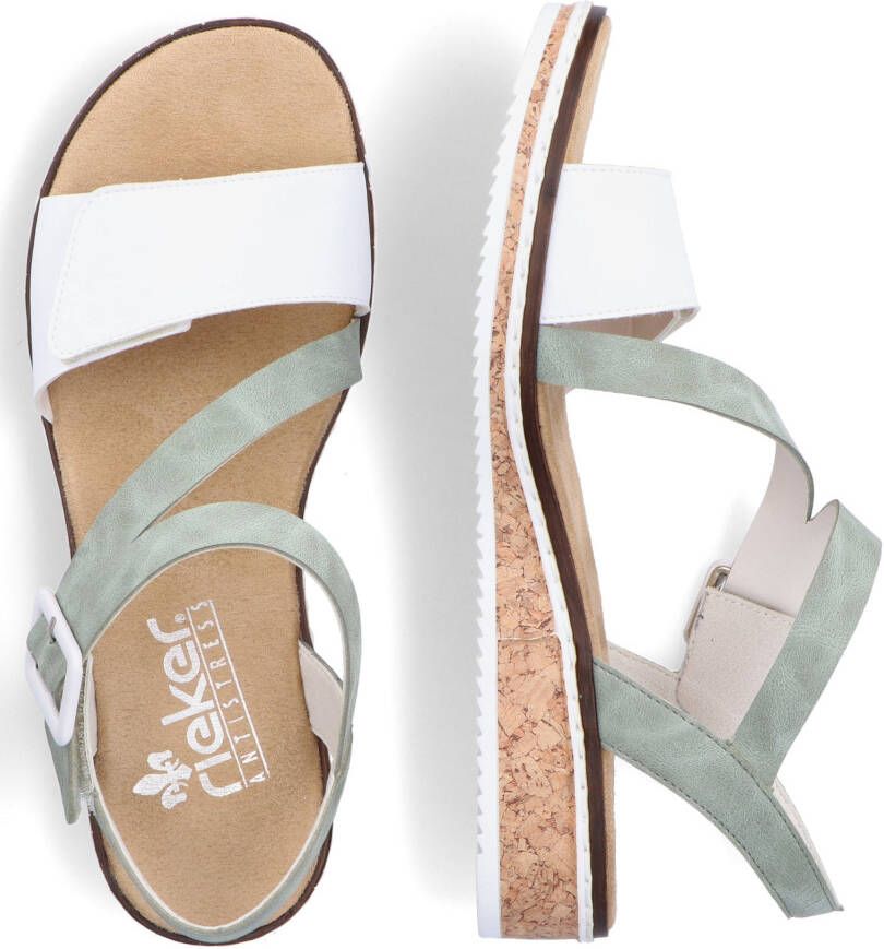 Rieker Sandalen zomerschoen sandaal sleehak met asymmetrische bandjes