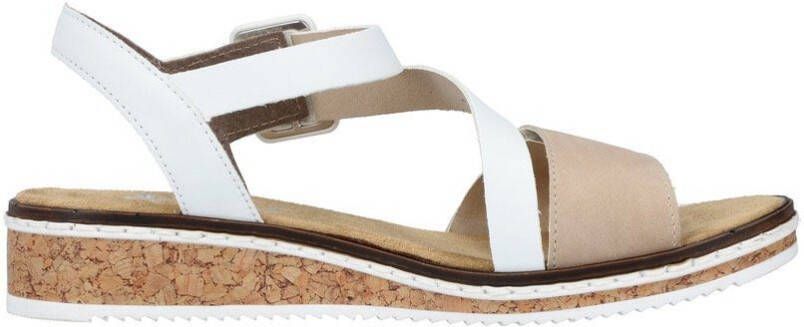 Rieker Sandalen zomerschoen sandaal sleehak met asymmetrische bandjes