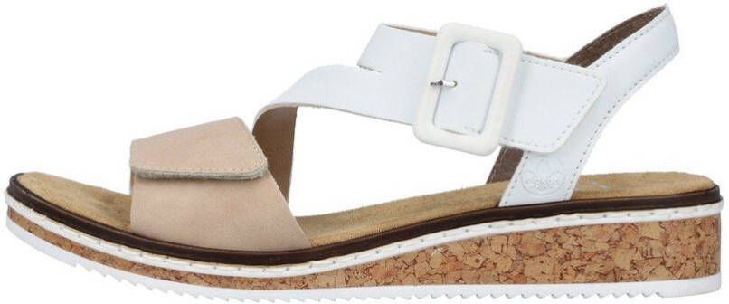 Rieker Sandalen zomerschoen sandaal sleehak met asymmetrische bandjes