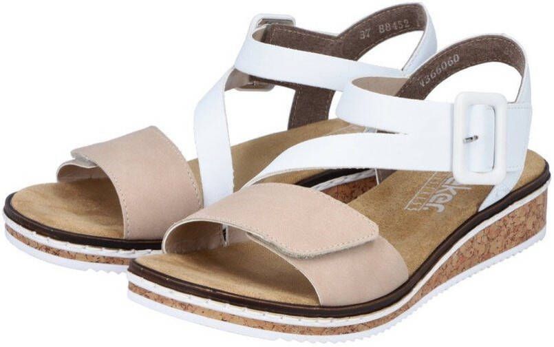Rieker Sandalen zomerschoen sandaal sleehak met asymmetrische bandjes