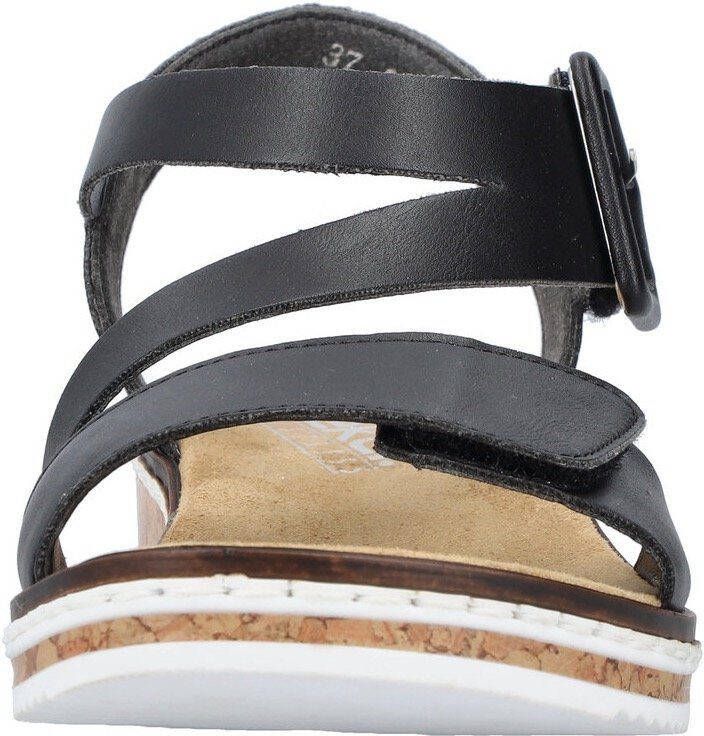 Rieker Sandalen zomerschoen sandaal sleehak met asymmetrische bandjes